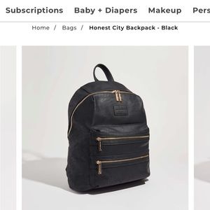 The Honest Company - Vegan Leather Black Diaper Backpack